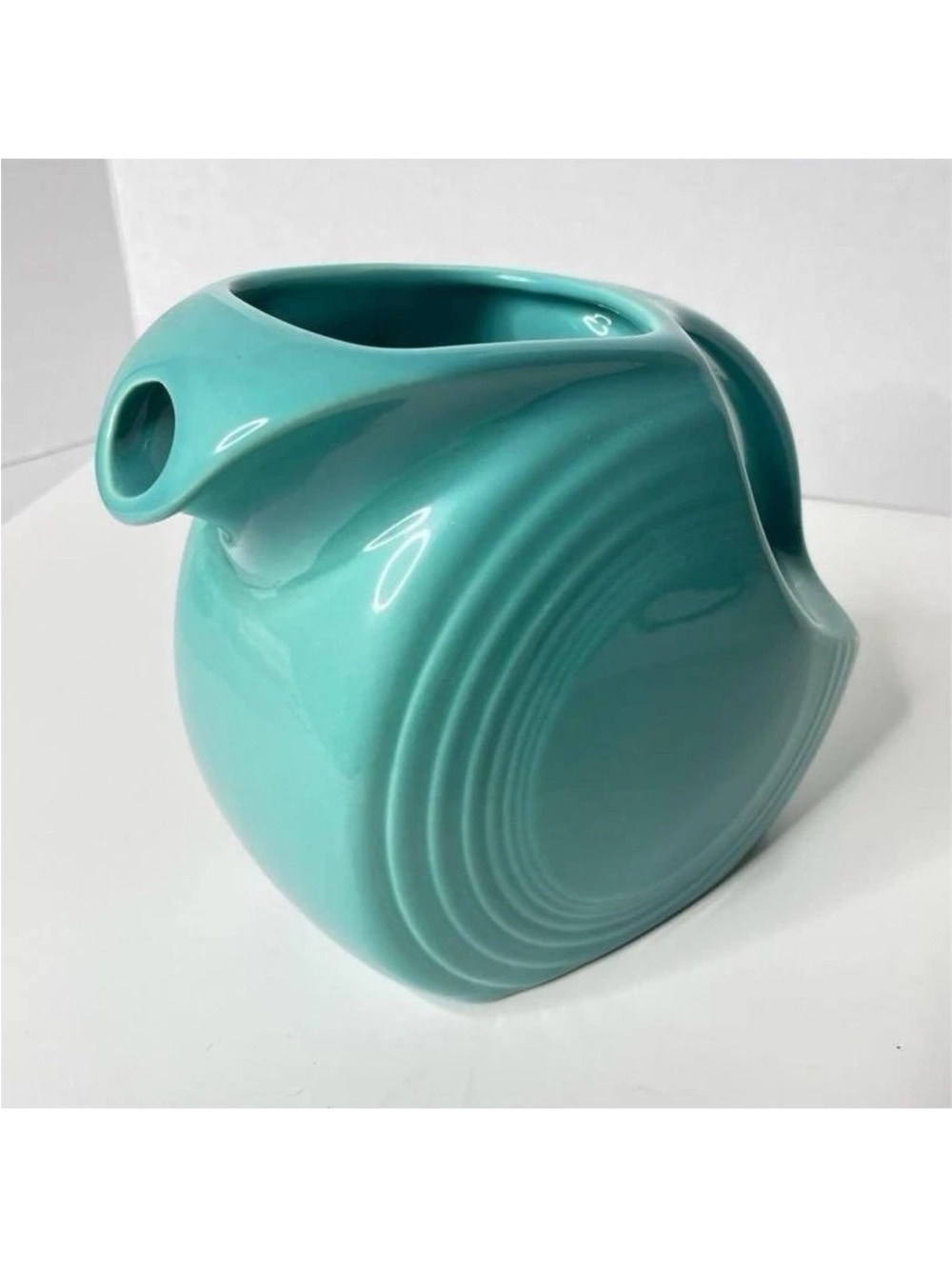 Fiesta Turquoise Large Ceramic Pitcher Glossy Excellent Condition USA Serveware